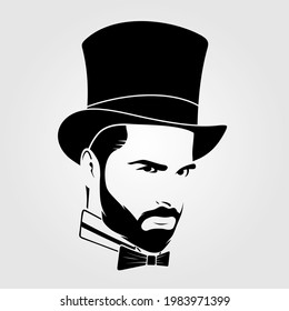 Gentleman with beard and mustache in a top hat