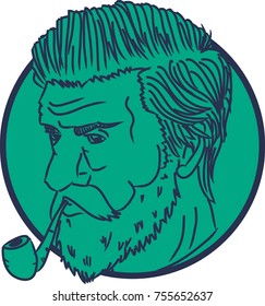 Gentleman with beard smoking pipe vector