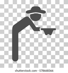 Gentleman Beggar icon. Vector illustration style is flat iconic symbol, gray color, transparent background. Designed for web and software interfaces.
