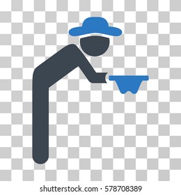 Gentleman Beggar icon. Vector illustration style is flat iconic bicolor symbol, smooth blue colors, transparent background. Designed for web and software interfaces.