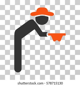 Gentleman Beggar icon. Vector illustration style is flat iconic bicolor symbol, orange and gray colors, transparent background. Designed for web and software interfaces.