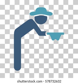 Gentleman Beggar icon. Vector illustration style is flat iconic bicolor symbol, cyan and blue colors, transparent background. Designed for web and software interfaces.