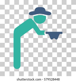 Gentleman Beggar icon. Vector illustration style is flat iconic bicolor symbol, cobalt and cyan colors, transparent background. Designed for web and software interfaces.