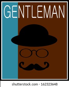 gentleman with bowler hat and mustache graphic design