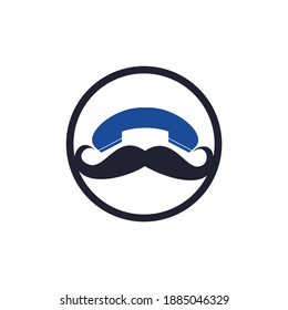 Plantilla de diseño del logotipo del vector de llamadas de caballeros. Mustache y logotipo del icono del auricular.	