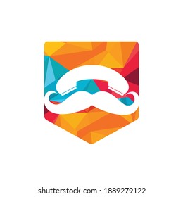 Gentleman call vector logo design template. Mustache and handset icon logo.	