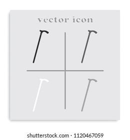 Gentleman cane flat black and white vector icon.