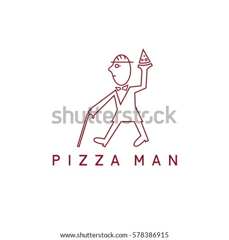 gentleman cane pizza slice vector design stock vector royalty free