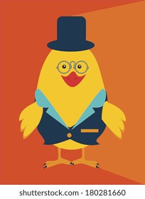 gentleman cartoon design over orange background vector illustration 