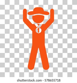 Gentleman Champion icon. Vector illustration style is flat iconic symbol, orange color, transparent background. Designed for web and software interfaces.