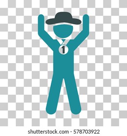 Gentleman Champion icon. Vector illustration style is flat iconic bicolor symbol, soft blue colors, transparent background. Designed for web and software interfaces.