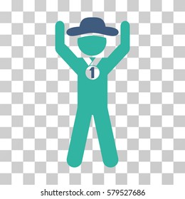 Gentleman Champion icon. Vector illustration style is flat iconic bicolor symbol, cobalt and cyan colors, transparent background. Designed for web and software interfaces.
