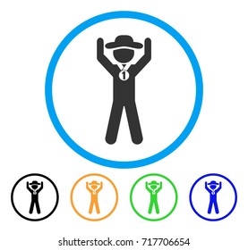 Gentleman Champion icon. Vector illustration style is a flat iconic gentleman champion gray rounded symbol inside light blue circle with black, green, blue, yellow color variants.