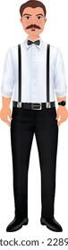 gentleman character and Handsome fashion man. Vector realistic illustration isolated white