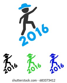 Gentleman Climbing 2016 vector icon. Illustration style is a flat iconic colored symbol with different color versions.