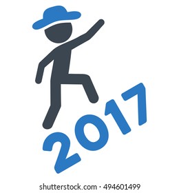 Gentleman Climbing 2017 vector icon. Style is flat graphic symbol, smooth blue colors, white background.