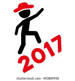 Gentleman Climbing 2017 vector pictogram. Style is flat graphic symbol, intensive red and black colors, white background.