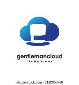 Gentleman Cloud vector logo design. Cloud and hat icon design.