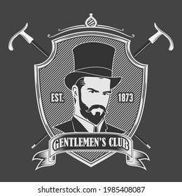 Gentleman Club Label Design template. Vintage style vector illustration