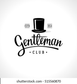 Gentleman Club Label Design. Vintage Sign. Vector Illustration.