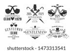 Gentleman Club Vintage Logo Templates Set, Fashion Club Retro Emblems Vector Illustration