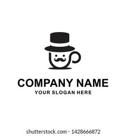 Gentleman coffee bean Cappuccino with a top hat logo vector illustration - Vector