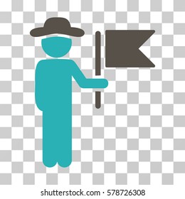 Gentleman Commander icon. Vector illustration style is flat iconic bicolor symbol, grey and cyan colors, transparent background. Designed for web and software interfaces.