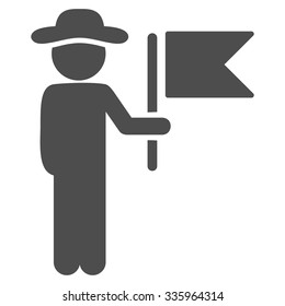 Gentleman Commander vector icon. Style is flat symbol, gray color, rounded angles, white background.