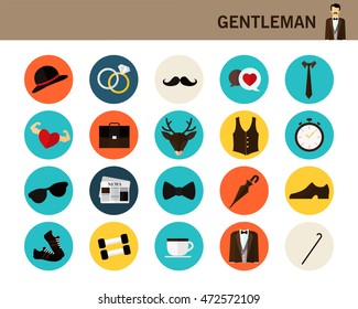 gentleman concept flat icons.
