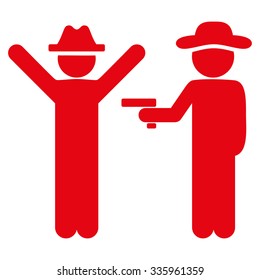 Gentleman Crime vector icon. Style is flat symbol, red color, rounded angles, white background.