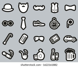 Gentleman Culture & Fashion Icons White On Black Sticker Set