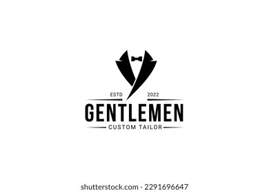 gentleman custom tailor logo vector icon illustration