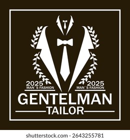 gentleman custom tailor logo vector icon illustration