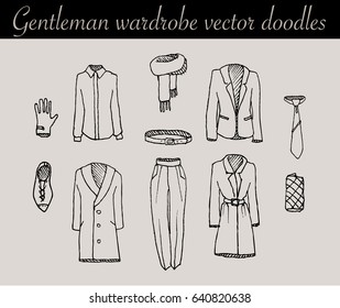Gentleman doodle vector clothes set