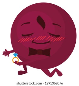 gentleman emoticon with bowtie and engagement ring