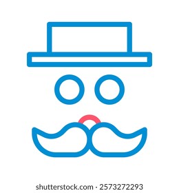 Gentleman face icon with hat and mustache. Concept of anonymity and mystery.