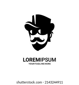 vector de silueta facial caballero, logotipo de diseño vectorial	