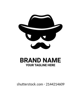 gentleman face silhouette vector, vector design logo	