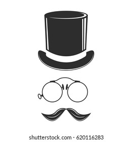 Gentleman fashion hat modern elegance black cap element top classic clothes vector illustration.