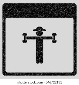 Gentleman Fitness Calendar Page grainy textured icon for overlay watermark stamps. Flat symbol with unclean texture.