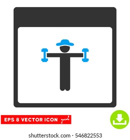 Gentleman Fitness Calendar Page icon. Vector EPS illustration style is flat iconic bicolor symbol, blue and gray colors.