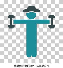 Gentleman Fitness icon. Vector illustration style is flat iconic bicolor symbol, soft blue colors, transparent background. Designed for web and software interfaces.
