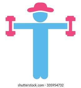 Gentleman Fitness vector icon. Style is bicolor flat symbol, pink and blue colors, rounded angles, white background.