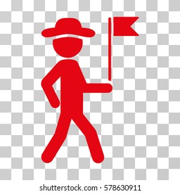 Gentleman Flag Guide icon. Vector illustration style is flat iconic symbol, red color, transparent background. Designed for web and software interfaces.