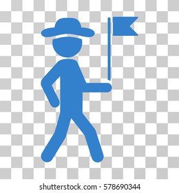 Gentleman Flag Guide icon. Vector illustration style is flat iconic symbol, cobalt color, transparent background. Designed for web and software interfaces.