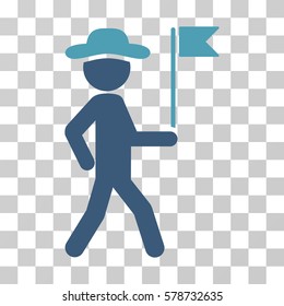 Gentleman Flag Guide icon. Vector illustration style is flat iconic bicolor symbol, cyan and blue colors, transparent background. Designed for web and software interfaces.