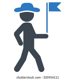 Gentleman Flag Guide vector icon. Style is bicolor flat symbol, smooth blue colors, rounded angles, white background.