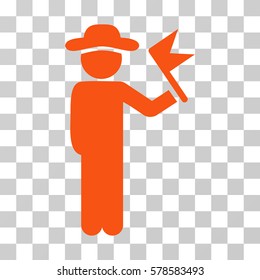 Gentleman With Flag icon. Vector illustration style is flat iconic symbol, orange color, transparent background. Designed for web and software interfaces.