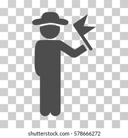 Gentleman With Flag icon. Vector illustration style is flat iconic symbol, gray color, transparent background. Designed for web and software interfaces.