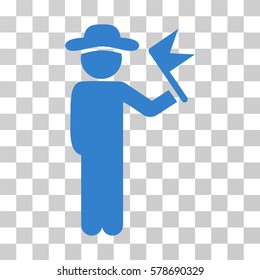 Gentleman With Flag icon. Vector illustration style is flat iconic symbol, cobalt color, transparent background. Designed for web and software interfaces.